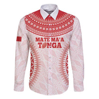 Custom Tonga Mate Maa Family Matching Off Shoulder Short Dress and Hawaiian Shirt Go Champions Tongan Ngatu - White LT14 Dad's Shirt - Long Sleeve White - Polynesian Pride