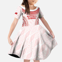 Custom Tonga Mate Maa Family Matching Tank Maxi Dress and Hawaiian Shirt Go Champions Tongan Ngatu - White LT14 Daughter's Dress White - Polynesian Pride