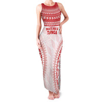 Custom Tonga Mate Maa Family Matching Tank Maxi Dress and Hawaiian Shirt Go Champions Tongan Ngatu - White LT14 Mom's Dress White - Polynesian Pride