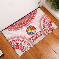 Custom Tonga Mate Maa Rubber Doormat Go Champions Tongan Ngatu - White