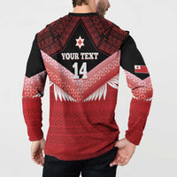 Custom Mate Maa Tonga XIII Button Sweatshirt Tongan Kupesi Ngatu - Rugby Style