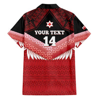 Custom Mate Maa Tonga XIII Family Matching Off The Shoulder Long Sleeve Dress and Hawaiian Shirt Tongan Kupesi Ngatu - Rugby Style LT14 - Polynesian Pride