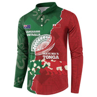 Custom Tonga And Australia Rugby Button Sweatshirt Mate Maa Tongan Ngatu Mix Kangaroos Aboriginal