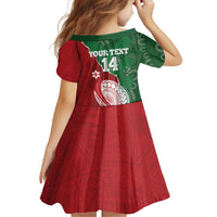 Custom Tonga And Australia Rugby Family Matching Off The Shoulder Long Sleeve Dress and Hawaiian Shirt Mate Maa Tongan Ngatu Mix Kangaroos Aboriginal LT14 - Polynesian Pride
