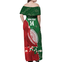Custom Tonga And Australia Rugby Family Matching Off Shoulder Maxi Dress and Hawaiian Shirt Mate Maa Tongan Ngatu Mix Kangaroos Aboriginal LT14 - Polynesian Pride