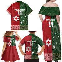 Custom Mate Maa Tonga And Kangaroo Australia Family Matching Off Shoulder Maxi Dress and Hawaiian Shirt Tongan Kupesi Mix Aboriginal Art LT14 - Polynesian Pride
