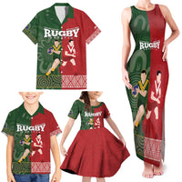 Custom Mate Maa Tonga And Kangaroo Australia Family Matching Tank Maxi Dress and Hawaiian Shirt Tongan Kupesi Mix Aboriginal Art LT14 - Polynesian Pride