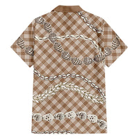 Brown Aloha Hawaii Shell Lei Family Matching Summer Maxi Dress and Hawaiian Shirt Palaka Hebrew Cone Honey Cowrie Elegant Curves LT14 - Polynesian Pride
