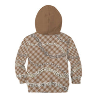 Brown Aloha Hawaii Shell Lei Kid Hoodie Palaka Hebrew Cone Honey Cowrie Elegant Curves - Polynesian Pride