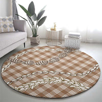 Brown Aloha Hawaii Shell Lei Round Carpet Palaka Hebrew Cone Honey Cowrie Elegant Curves - Polynesian Pride