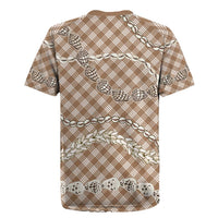 Brown Aloha Hawaii Shell Lei Rugby Jersey Palaka Hebrew Cone Honey Cowrie Elegant Curves - Polynesian Pride