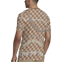 Brown Aloha Hawaii Shell Lei Rugby Jersey Palaka Hebrew Cone Honey Cowrie Elegant Curves - Polynesian Pride