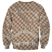 Brown Aloha Hawaii Shell Lei Sweatshirt Palaka Hebrew Cone Honey Cowrie Elegant Curves - Polynesian Pride