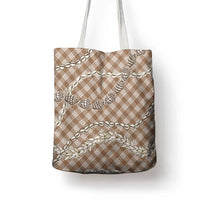 Brown Aloha Hawaii Shell Lei Tote Bag Palaka Hebrew Cone Honey Cowrie Elegant Curves - Polynesian Pride