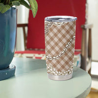 Brown Aloha Hawaii Shell Lei Tumbler Cup Palaka Hebrew Cone Honey Cowrie Elegant Curves - Polynesian Pride