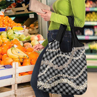 Black Aloha Hawaii Shell Lei Grocery Bag Palaka Hebrew Cone Honey Cowrie Elegant Curves - Polynesian Pride