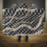 Black Aloha Hawaii Shell Lei Hooded Blanket Palaka Hebrew Cone Honey Cowrie Elegant Curves - Polynesian Pride