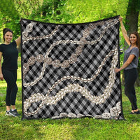 Black Aloha Hawaii Shell Lei Quilt Palaka Hebrew Cone Honey Cowrie Elegant Curves - Polynesian Pride