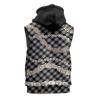 Black Aloha Hawaii Shell Lei Sleeveless Zip Hoodie Palaka Hebrew Cone Honey Cowrie Elegant Curves - Polynesian Pride