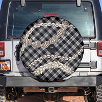 Black Aloha Hawaii Shell Lei Spare Tire Cover Palaka Hebrew Cone Honey Cowrie Elegant Curves - Polynesian Pride