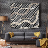 Black Aloha Hawaii Shell Lei Tapestry Palaka Hebrew Cone Honey Cowrie Elegant Curves - Polynesian Pride