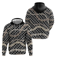 Black Aloha Hawaii Shell Lei Zip Hoodie Palaka Hebrew Cone Honey Cowrie Elegant Curves - Polynesian Pride