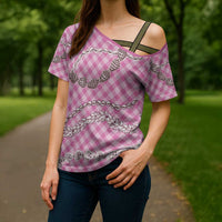 Pink Aloha Hawaii Shell Lei Cross Shoulder Shirt Palaka Hebrew Cone Honey Cowrie Elegant Curves - Polynesian Pride