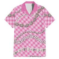 Pink Aloha Hawaii Shell Lei Hawaiian Shirt Palaka Hebrew Cone Honey Cowrie Elegant Curves - Polynesian Pride