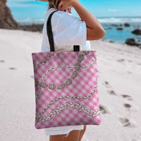 Pink Aloha Hawaii Shell Lei Tote Bag Palaka Hebrew Cone Honey Cowrie Elegant Curves - Polynesian Pride