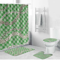 Green Aloha Hawaii Shell Lei Bathroom Set Palaka Hebrew Cone Honey Cowrie Elegant Curves - Polynesian Pride