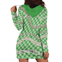 Green Aloha Hawaii Shell Lei Hoodie Dress Palaka Hebrew Cone Honey Cowrie Elegant Curves - Polynesian Pride