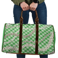 Green Aloha Hawaii Shell Lei Travel Bag Palaka Hebrew Cone Honey Cowrie Elegant Curves - Polynesian Pride