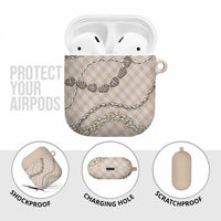 Beige Aloha Hawaii Shell Lei AirPods Case Palaka Hebrew Cone Honey Cowrie Elegant Curves - Polynesian Pride