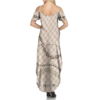 Beige Aloha Hawaii Shell Lei Family Matching Summer Maxi Dress and Hawaiian Shirt Palaka Hebrew Cone Honey Cowrie Elegant Curves LT14 - Polynesian Pride
