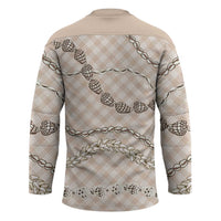 Beige Aloha Hawaii Shell Lei Hockey Jersey Palaka Hebrew Cone Honey Cowrie Elegant Curves - Polynesian Pride