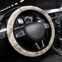 Beige Aloha Hawaii Shell Lei Steering Wheel Cover Palaka Hebrew Cone Honey Cowrie Elegant Curves - Polynesian Pride