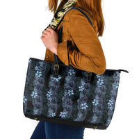 Purple Paradise Hawaii Shell Lei Leather Tote Bag Hawaiian Sunrise Shell Hebrew Cone Plumeria LT14 Purple - Polynesian Pride
