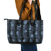 Purple Paradise Hawaii Shell Lei Leather Tote Bag Hawaiian Sunrise Shell Hebrew Cone Plumeria LT14 - Polynesian Pride