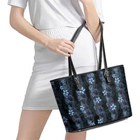 Purple Paradise Hawaii Shell Lei Leather Tote Bag Hawaiian Sunrise Shell Hebrew Cone Plumeria LT14 - Polynesian Pride
