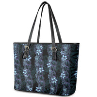 Purple Paradise Hawaii Shell Lei Leather Tote Bag Hawaiian Sunrise Shell Hebrew Cone Plumeria LT14 - Polynesian Pride