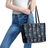 Purple Paradise Hawaii Shell Lei Leather Tote Bag Hawaiian Sunrise Shell Hebrew Cone Plumeria LT14 - Polynesian Pride