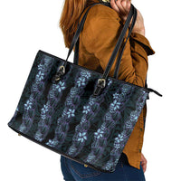 Purple Paradise Hawaii Shell Lei Leather Tote Bag Hawaiian Sunrise Shell Hebrew Cone Plumeria LT14 - Polynesian Pride