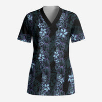 Purple Paradise Hawaii Shell Lei Scrub Top Hawaiian Sunrise Shell Hebrew Cone Plumeria - Polynesian Pride
