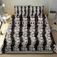 Black and Beige Hawaii Shell Lei Bedding Set Hawaiian Sunrise Shell Hebrew Cone Plumeria - Polynesian Pride