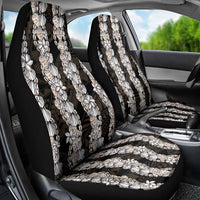 Black and Beige Hawaii Shell Lei Car Seat Cover Hawaiian Sunrise Shell Hebrew Cone Plumeria - Polynesian Pride
