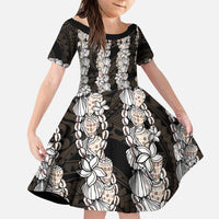 Black and Beige Hawaii Shell Lei Family Matching Puletasi and Hawaiian Shirt Hawaiian Sunrise Shell Hebrew Cone Plumeria - Polynesian Pride