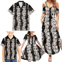 Black and Beige Hawaii Shell Lei Family Matching Summer Maxi Dress and Hawaiian Shirt Hawaiian Sunrise Shell Hebrew Cone Plumeria LT14 - Polynesian Pride