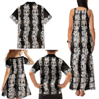 Black and Beige Hawaii Shell Lei Family Matching Tank Maxi Dress and Hawaiian Shirt Hawaiian Sunrise Shell Hebrew Cone Plumeria LT14 - Polynesian Pride