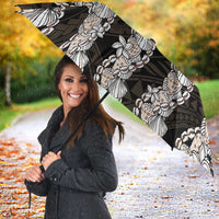 Black and Beige Hawaii Shell Lei Umbrella Hawaiian Sunrise Shell Hebrew Cone Plumeria - Polynesian Pride