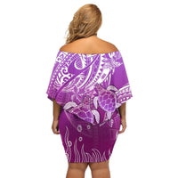 Polynesia Valentine Day Off Shoulder Short Dress Polynesian Sea Turtle Purple Version LT14 - Polynesian Pride